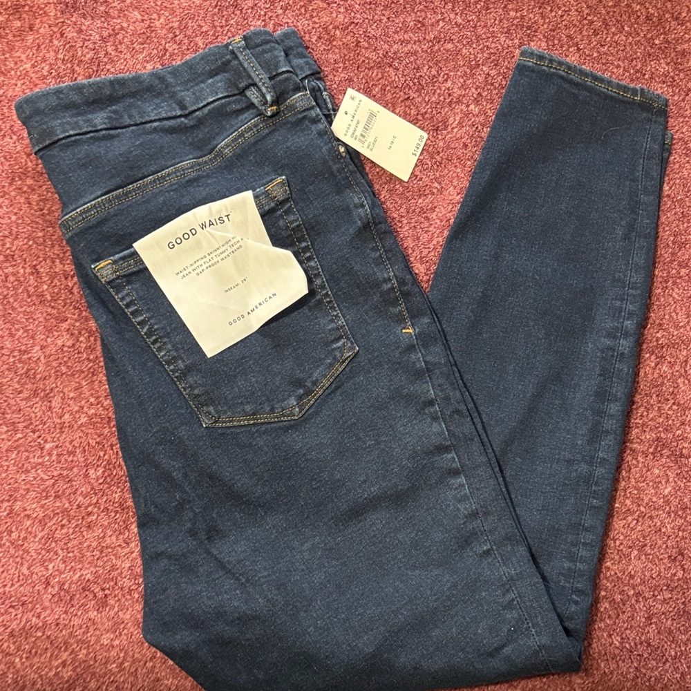 Good American Women's Good Waist Dark Blue Skinny Jeans 14-18